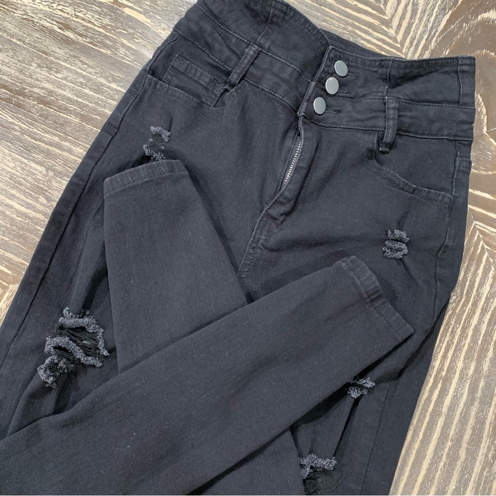 High Rise Distressed Skinny Jeans